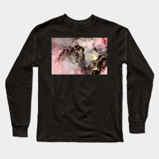 Blush, gold and black abstract asrt Long Sleeve T-Shirt